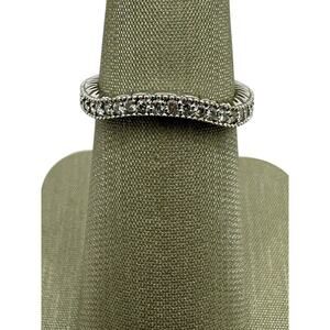 14K White Gold Contour Diamond Etched Band Ring (16357)